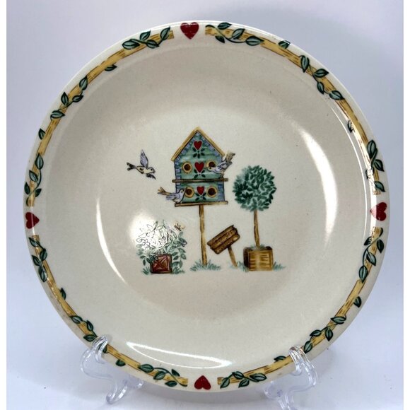 3 Tomson Pottery Birdhouse Salad Plates, Discontinued, Some Crazing - Picture 1 of 7